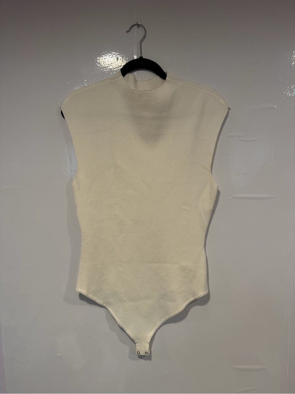 Sleeveless Cream Abercrombie and Fitch Knit Mock Neck Bodysuit